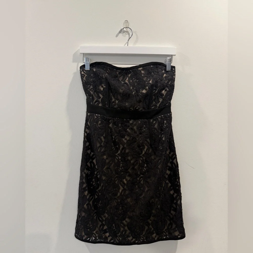 LOFT Black Strapless Lace Dress - Picture 3 of 5